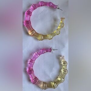 Pink and Yellow Hoop Earrings